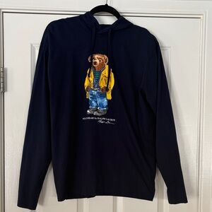 Polo Ralph Lauren vintage navy blue hooded long sleeve with raincoat Bear